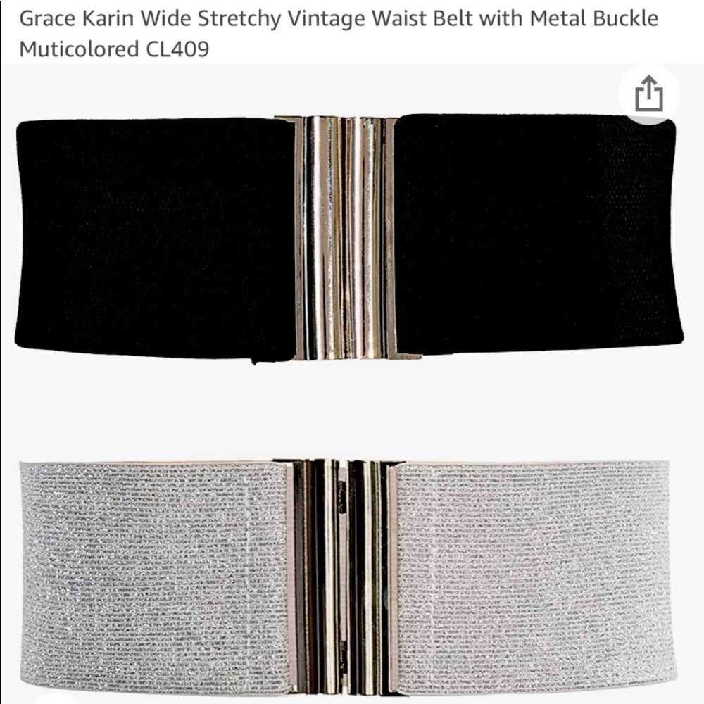 Set of two stretch wide belts with metal clasps. Vintage inspired.